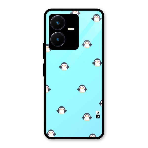 Penguins Pattern Print Glass Back Case for Vivo Y22