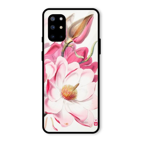 Pink Beautiful Flower Glass Back Case for OnePlus 8T