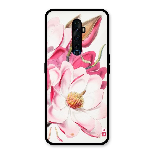 Pink Beautiful Flower Glass Back Case for Oppo Reno2 Z