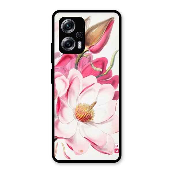 Pink Beautiful Flower Glass Back Case for Redmi K50i