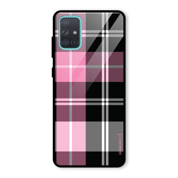 Pink Black Check Glass Back Case for Galaxy A71