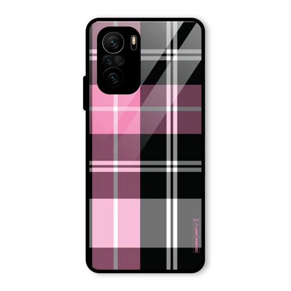 Pink Black Check Glass Back Case for Mi 11x