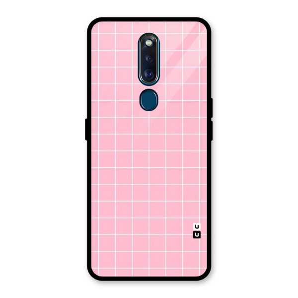 Pink Checks Glass Back Case for Oppo F11 Pro