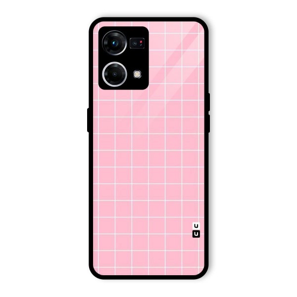 Pink Checks Glass Back Case for Oppo F21s Pro 4G