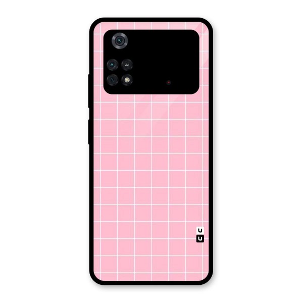 Pink Checks Glass Back Case for Poco M4 Pro 4G