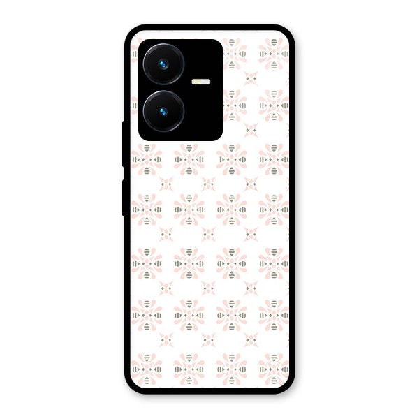 Pink Floral Pattern Glass Back Case for Vivo Y22