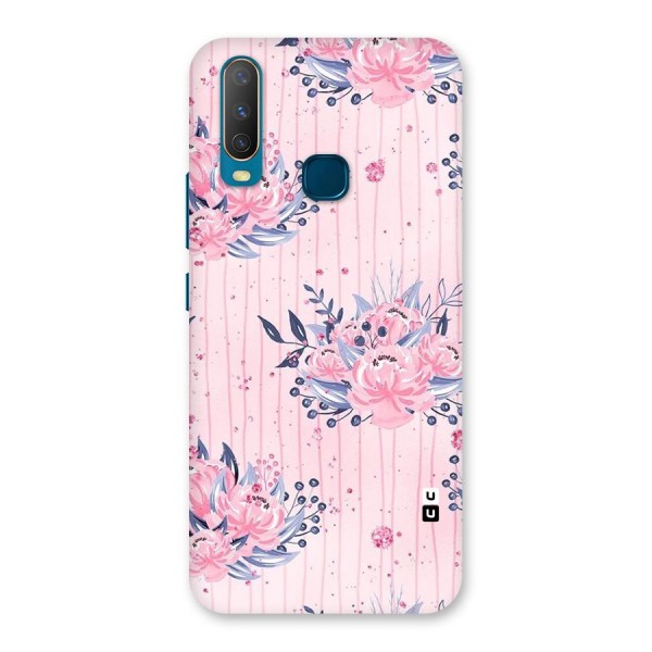 Pink Floral and Stripes Back Case for Vivo Y12