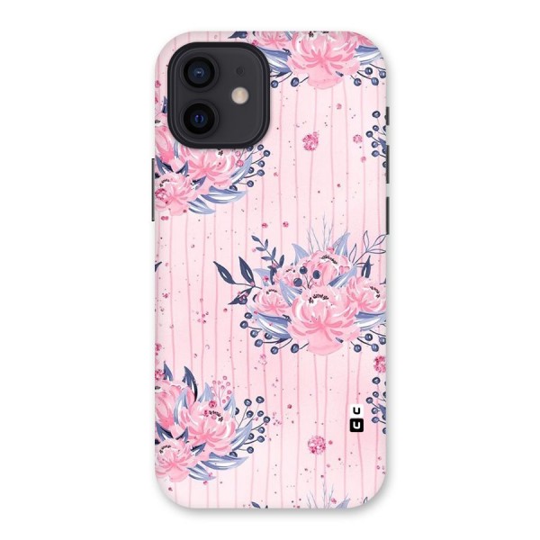 Pink Floral and Stripes Back Case for iPhone 12