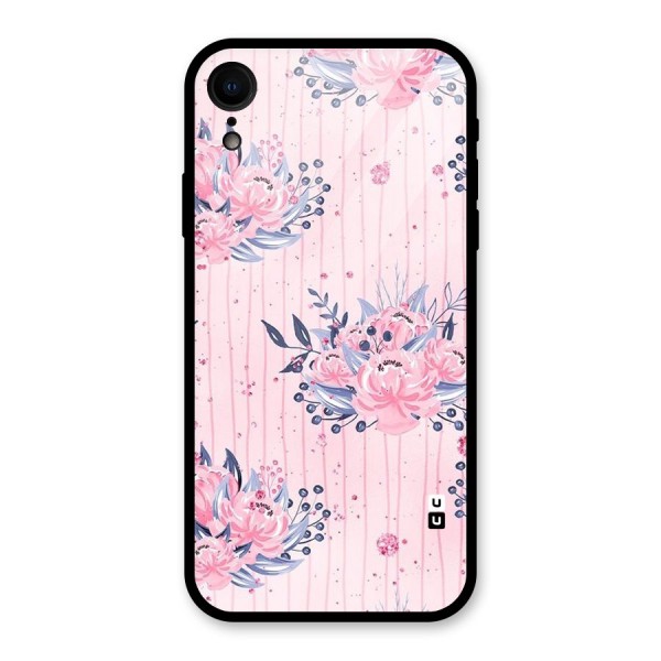 Pink Floral and Stripes Glass Back Case for XR