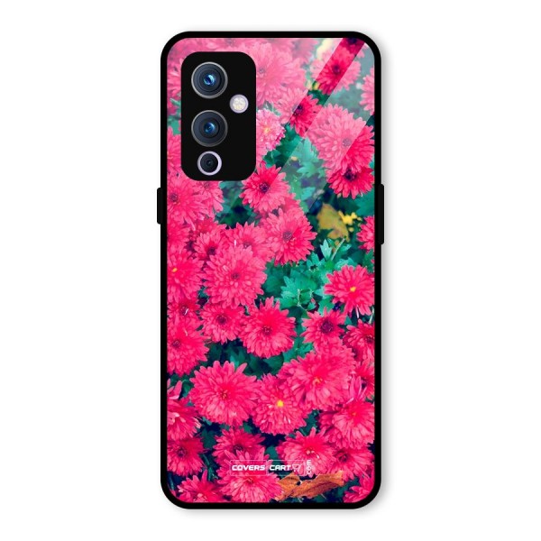 Pink Flowers Glass Back Case for OnePlus 9