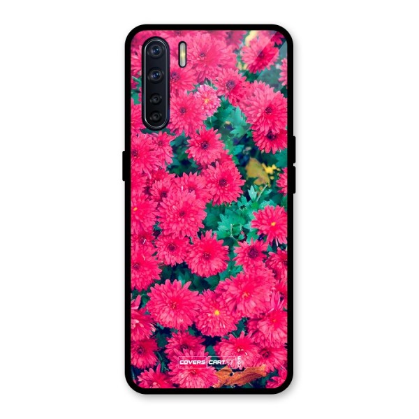 Pink Flowers Glass Back Case for Oppo F15