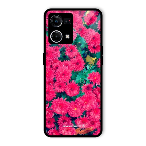 Pink Flowers Glass Back Case for Oppo F21s Pro 4G