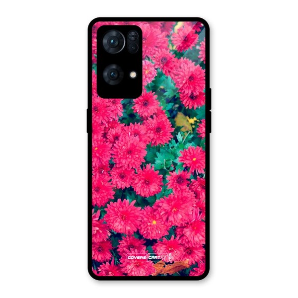 Pink Flowers Glass Back Case for Oppo Reno7 Pro 5G