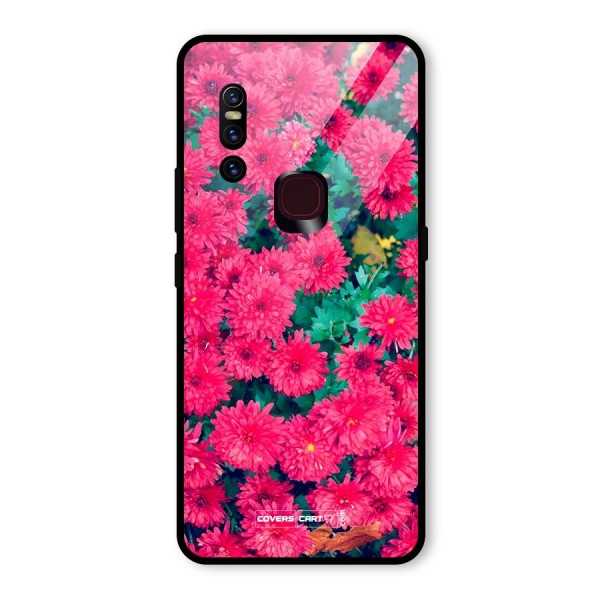 Pink Flowers Glass Back Case for Vivo V15