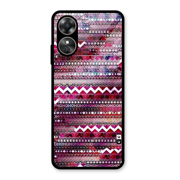 Pink Indie Pattern Glass Back Case for Oppo A17