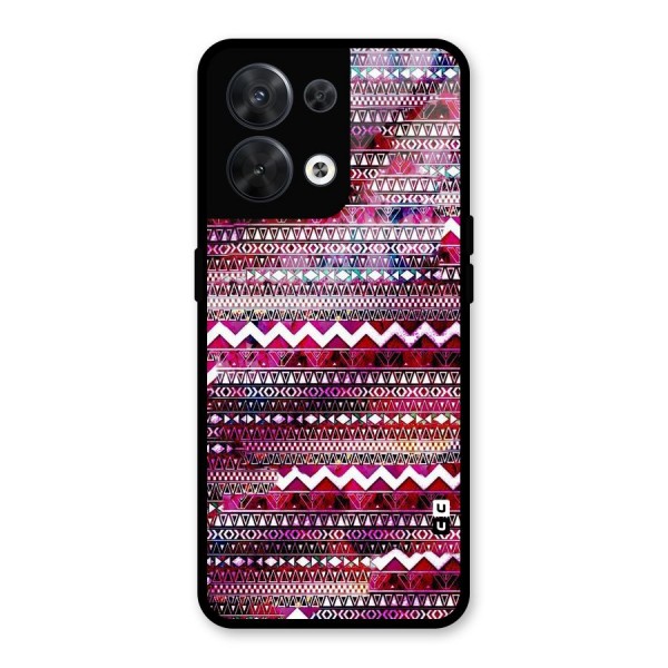 Pink Indie Pattern Glass Back Case for Oppo Reno8 5G