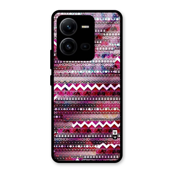 Pink Indie Pattern Glass Back Case for Vivo V25