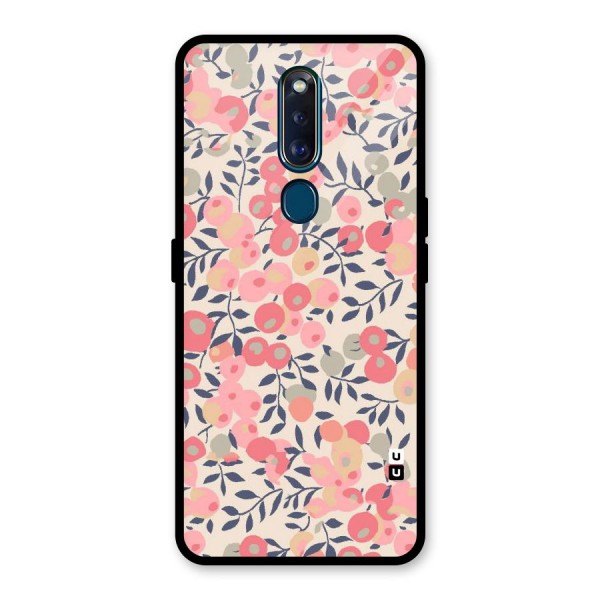 Pink Leaf Pattern Glass Back Case for Oppo F11 Pro