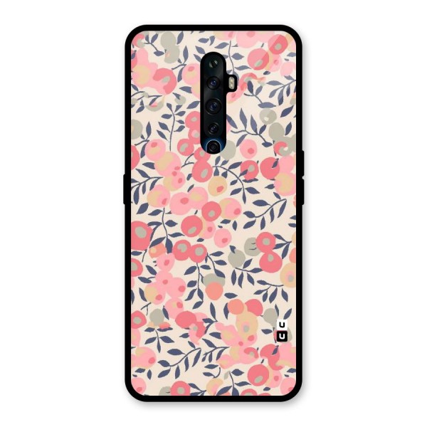 Pink Leaf Pattern Glass Back Case for Oppo Reno2 Z