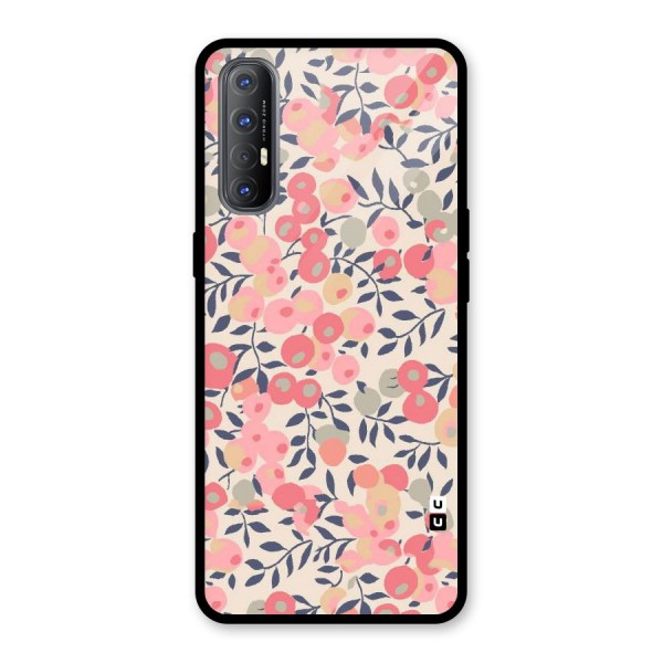 Pink Leaf Pattern Glass Back Case for Oppo Reno3 Pro