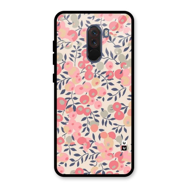 Pink Leaf Pattern Glass Back Case for Poco F1