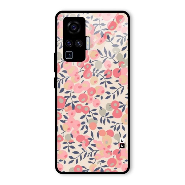 Pink Leaf Pattern Glass Back Case for Vivo X50 Pro