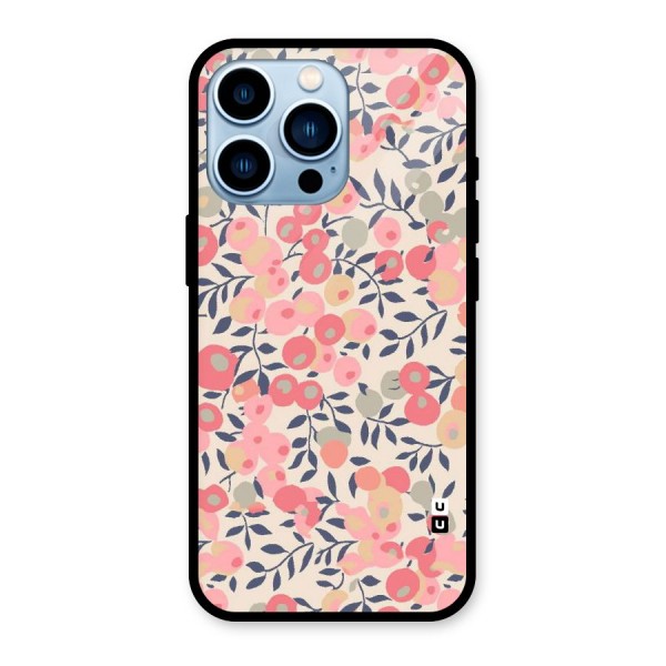 Pink Leaf Pattern Glass Back Case for iPhone 13 Pro