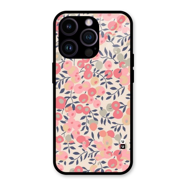 Pink Leaf Pattern Glass Back Case for iPhone 14 Pro