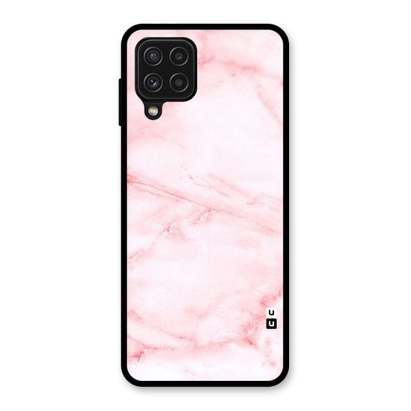 Pink Marble Print Glass Back Case for Galaxy A22 4G