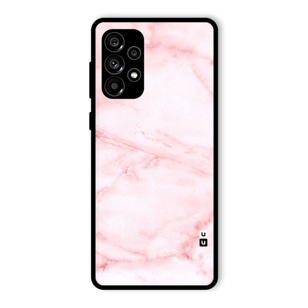 Pink Marble Print Glass Back Case for Galaxy A73 5G