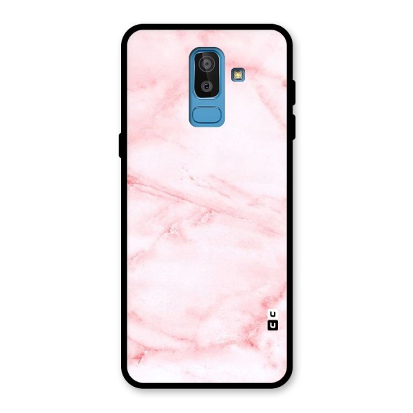 Pink Marble Print Glass Back Case for Galaxy J8