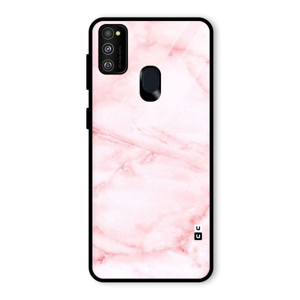 Pink Marble Print Glass Back Case for Galaxy M21