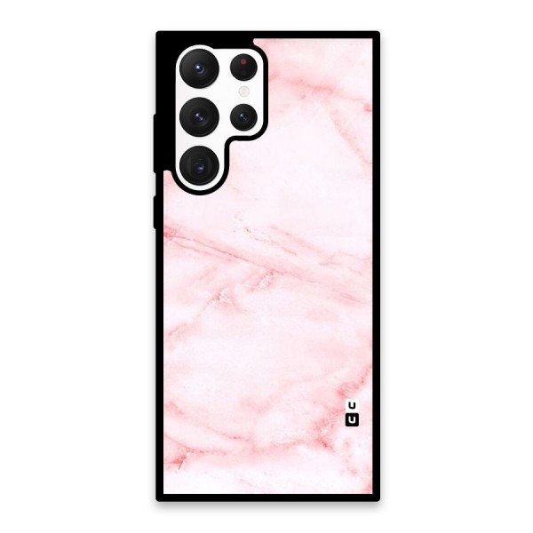 Pink Marble Print Glass Back Case for Galaxy S22 Ultra 5G