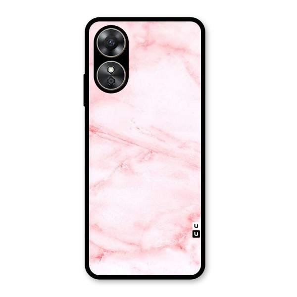 Pink Marble Print Glass Back Case for Oppo A17