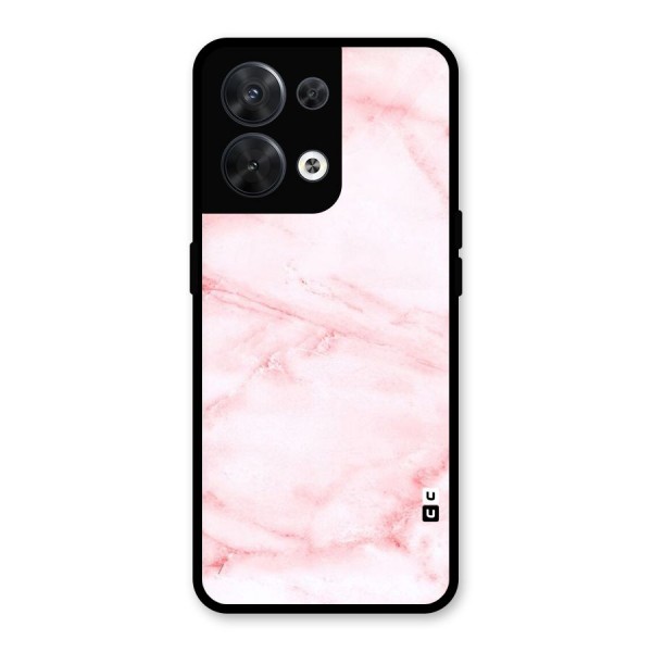 Pink Marble Print Glass Back Case for Oppo Reno8 5G