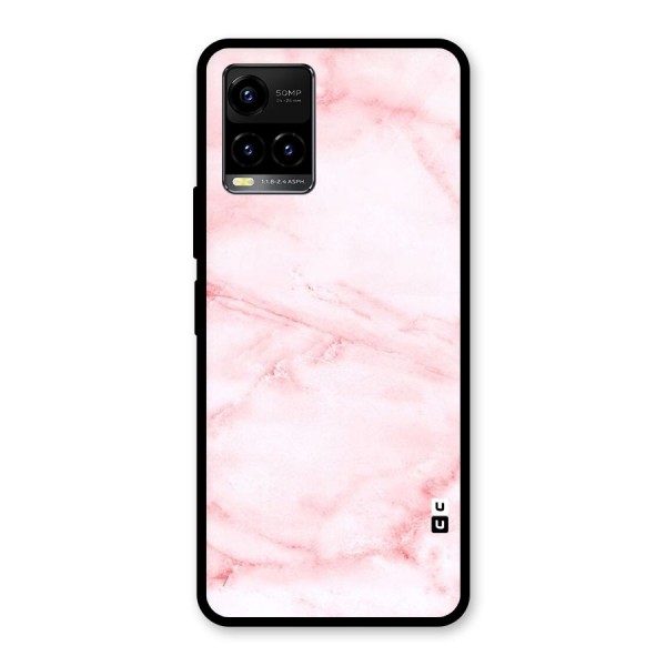 Pink Marble Print Glass Back Case for Vivo Y21 2021