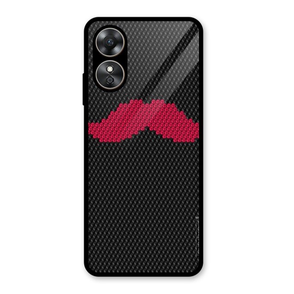 Pink Moustache Glass Back Case for Oppo A17