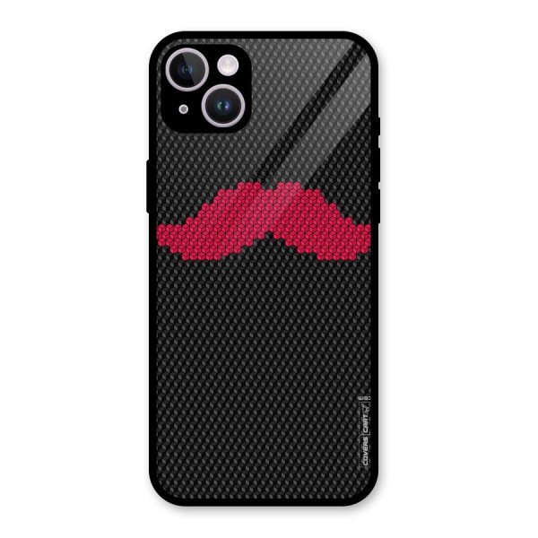 Pink Moustache Glass Back Case for iPhone 14 Plus