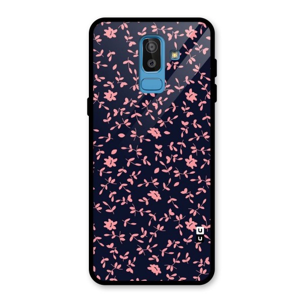 Pink Plant Design Glass Back Case for Galaxy J8