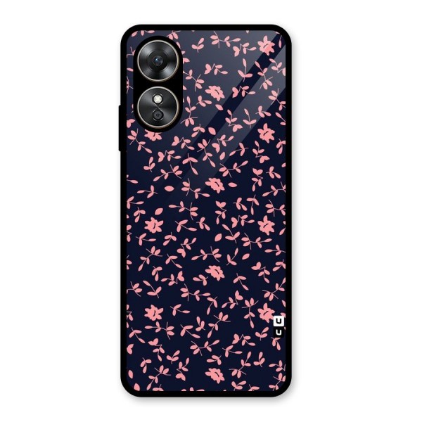 Pink Plant Design Glass Back Case for Oppo A17