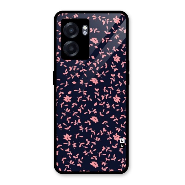 Pink Plant Design Glass Back Case for Oppo K10 (5G)