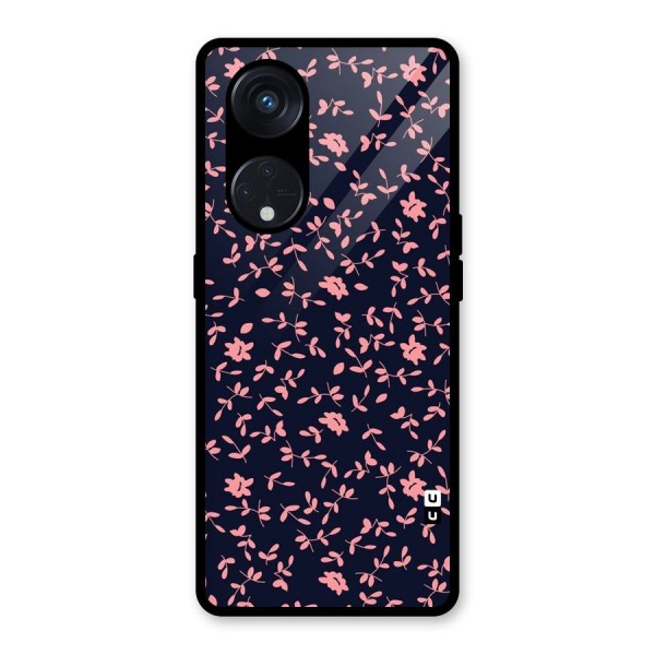 Pink Plant Design Glass Back Case for Reno8 T 5G