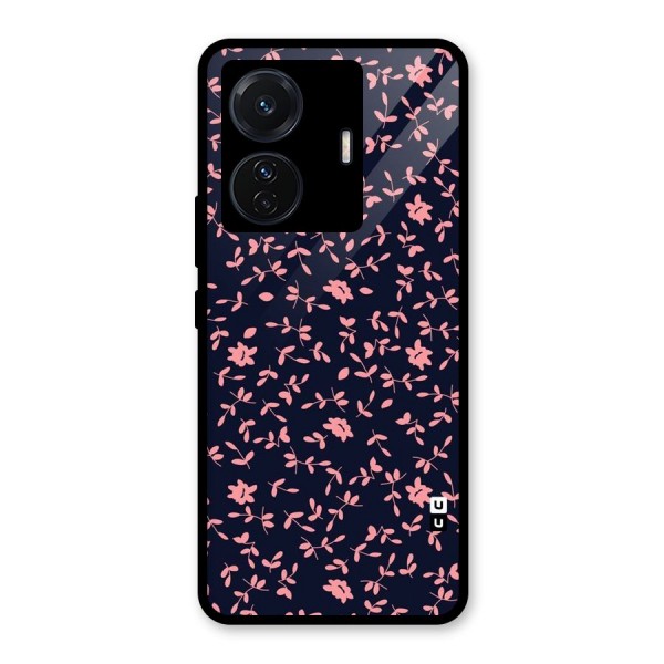 Pink Plant Design Glass Back Case for Vivo T1 Pro