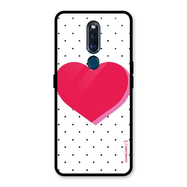 Pink Polka Heart Glass Back Case for Oppo F11 Pro