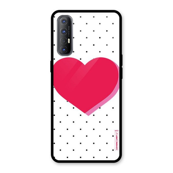 Pink Polka Heart Glass Back Case for Oppo Reno3 Pro