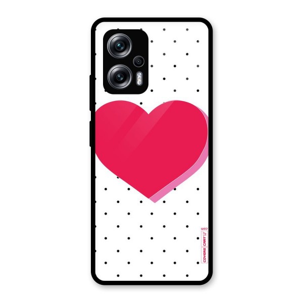 Pink Polka Heart Glass Back Case for Redmi K50i