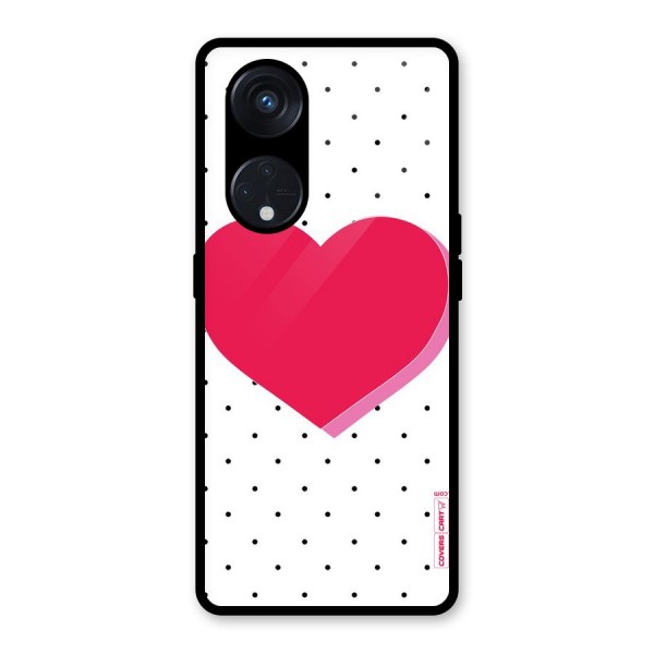 Pink Polka Heart Glass Back Case for Reno8 T 5G