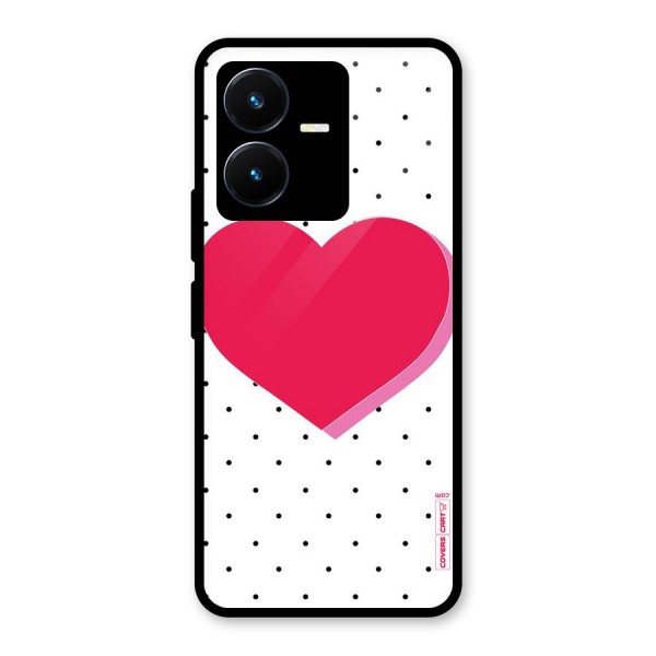 Pink Polka Heart Glass Back Case for Vivo Y22