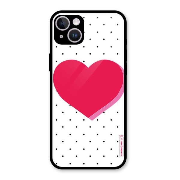 Pink Polka Heart Glass Back Case for iPhone 14 Plus