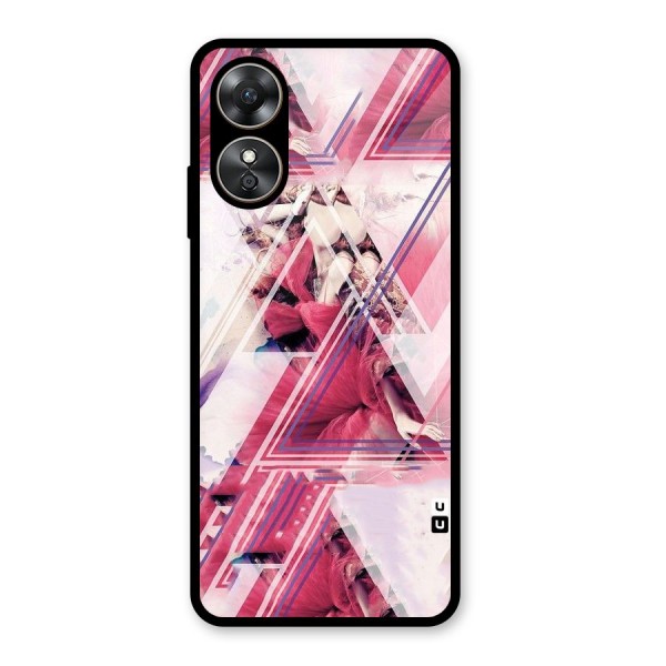 Pink Rose Abstract Glass Back Case for Oppo A17